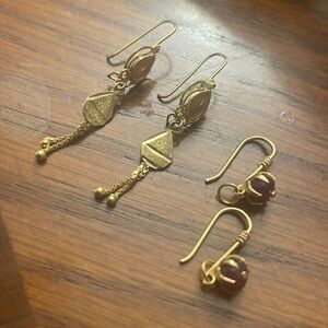 Earrings, gold ruby